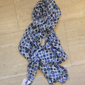 New Talbots Design Print Raw Edge Scarf